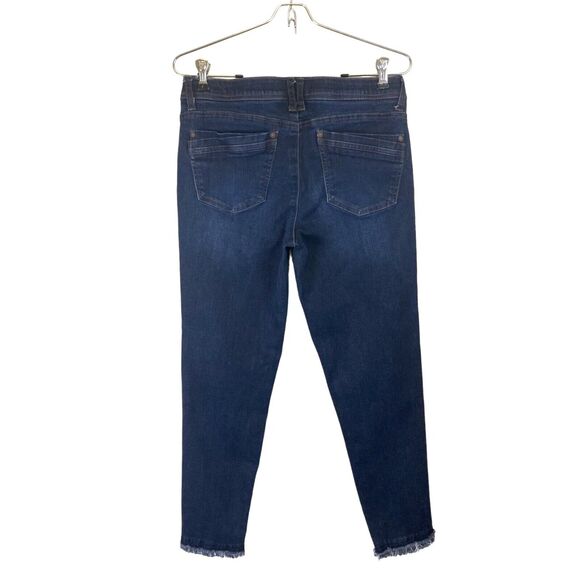Democracy Ab Technology Crop Jeans Blue Dark Wash Raw Hem Stretch Women Sz 6 - Picture 2 of 12